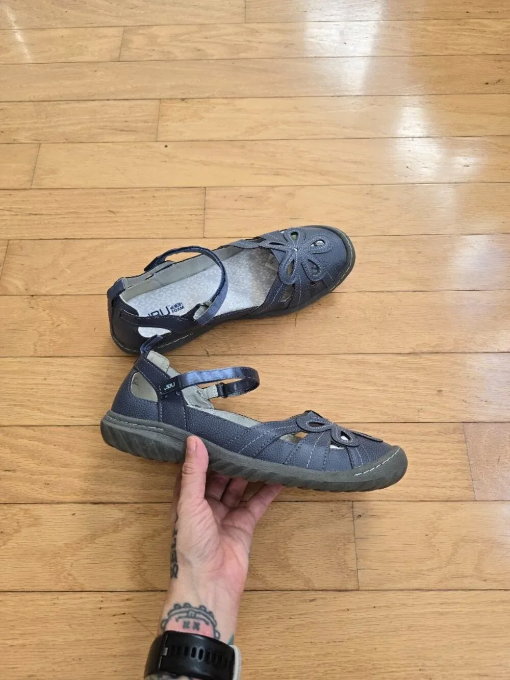 Whimsygoth blue floral boho mary jane sneakerinas | WMS 10